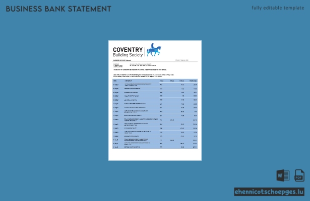 Kontoauszug der Coventry Building Society (Word- und PDF-Beispiel)